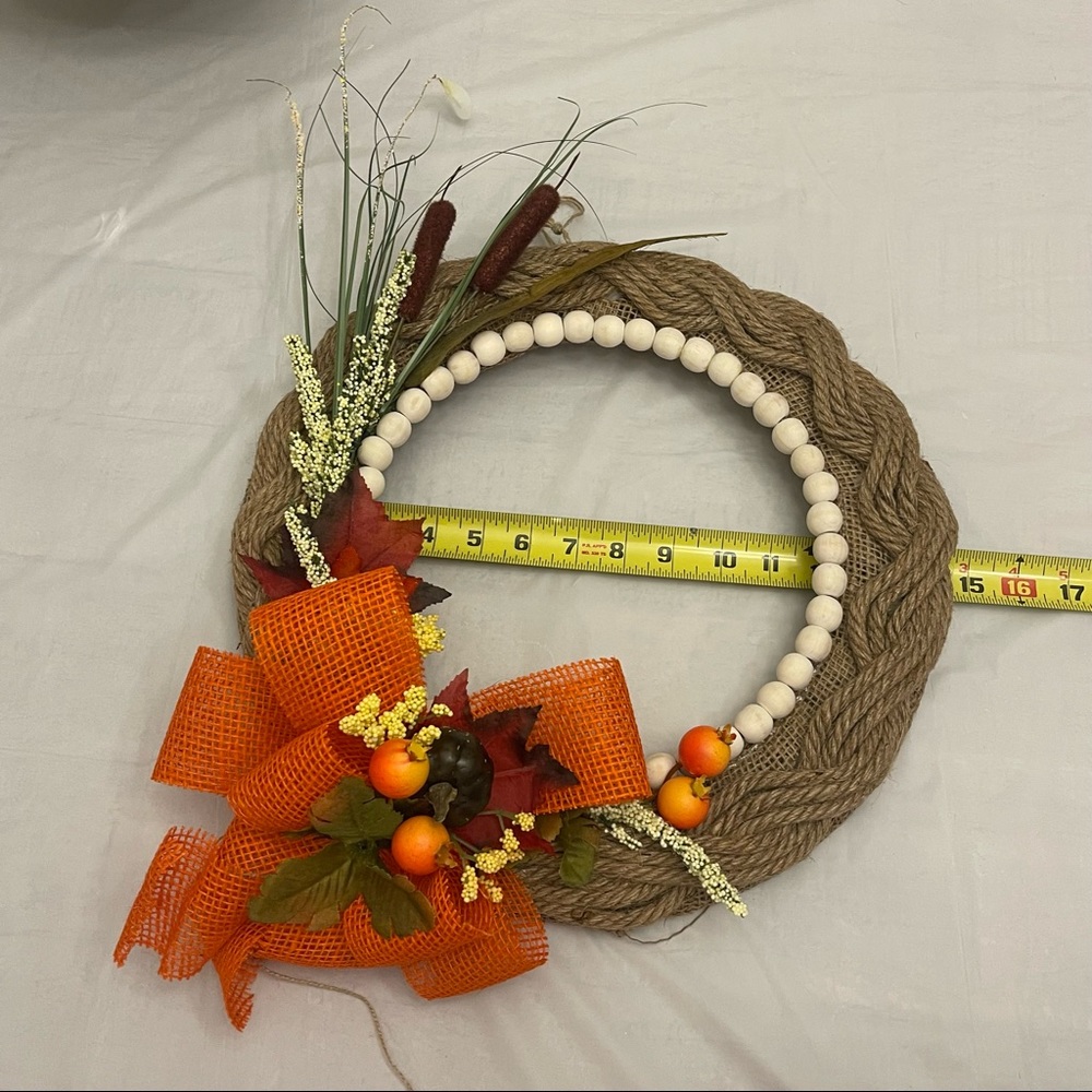 Fall Burlap Wreath Handmade - Picture 6 of 7